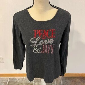 Women’s long sleeve, peace, love and joy long sleeve